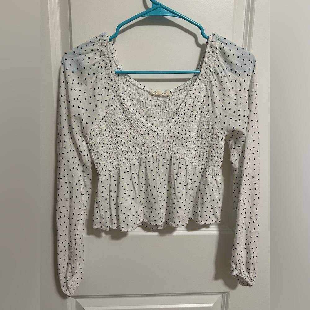 LA Hearts Black and White Polka Dot Top